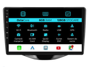 Navigation til Peugeot 107, Citroen C1, Toyota Aygo (2014 - 2022), 9 tommer, 6 GB RAM, 128 GB lager, Carplay