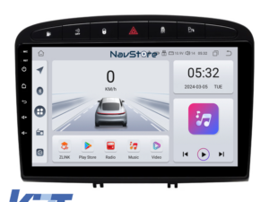 Navigation til Peugeot, 308 408 (2008-2013), 9 tommer, 4 GB RAM, 64 GB lager, Bluetooth, WiFi, Carplay
