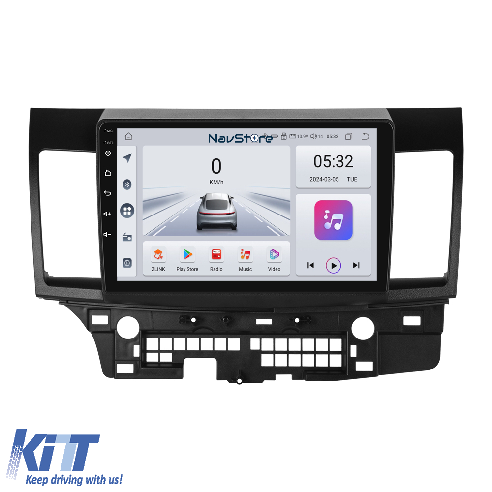 Navigation til Android Dedikeret Mitsubishi Lancer (2007-2013), 9 Tommer, 4Gb Ram, 64Gb Lager, Bluetooth, WiFi, Carplay