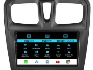 Navigation til Dacia Logan Sandero (2012-2020), 9 tommer, 8GB RAM, 256GB lager, Carplay