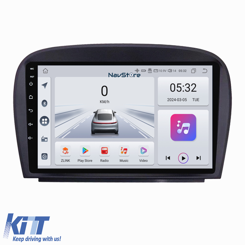 Navigation til Android Dedikeret Mercedes SL R230 (2001-2011), 9 Tommer, 4Gb RAM, 64Gb Lager, Bluetooth, WiFi, Carplay