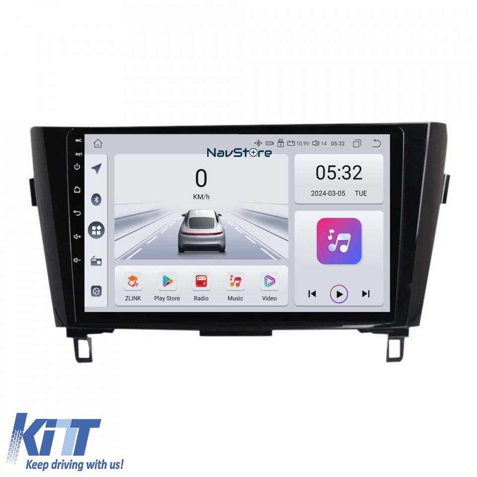 Navigation til Nissan Qashqai J11, X Trail T32 (2013-2021), 10 tommer, 4GB RAM, 64GB lager, Bluetooth, WiFi, Carplay