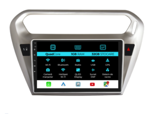 Navigation til Peugeot 301, Citroën C-Elysée (2013-2018), 9 tommer, 1 GB RAM, 32 GB lager, Carplay