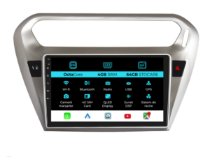 Navigation til Peugeot 301, Citroen C-Elysee (2013-2018), 9 tommer, 4Gb RAM, 64Gb lager, Carplay