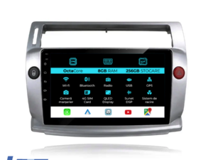 Navigation til Citroen C4, (2004-2009), 9 tommer, 8 GB RAM, 256 GB lager, Carplay