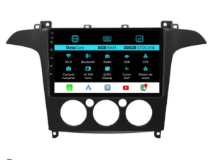 Navigation til Ford S-Max, 2006 - 2015, 9 tommer, 8 GB RAM, 256 GB lager, Carplay, manuel klimakontrol