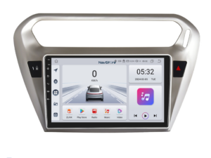 Navigation til Android til dedikeret Peugeot 301, Citroën C-Elysée (2013-2018), 9 tommer, 4 GB RAM, 64 GB lagerplads, Bluetooth, WiFi, Carplay.