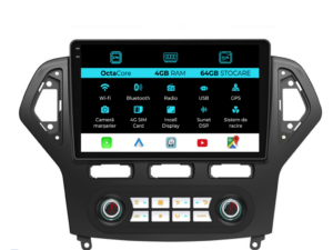 Navigation til Ford Mondeo, (2007-2014), 10 Tommer, 4GB RAM, 64GB Lager, Carplay - Automatisk Klimakontrol