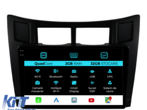 Navigation til Toyota Yaris, 2005-2011, 9 tommer, 2Gb RAM, 32Gb lager, Carplay