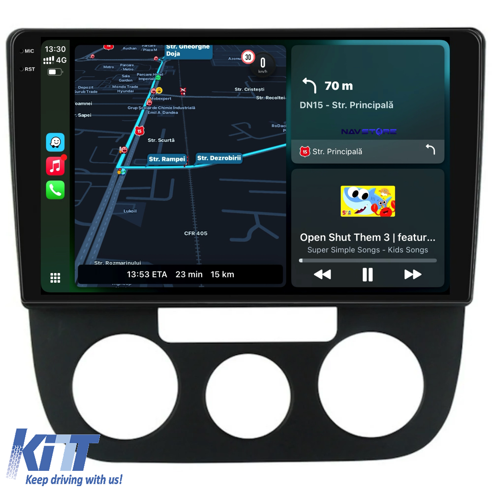 Navigation til Volkswagen Golf5, Jetta (2004-2009), 10 tommer, 8GB RAM, 256GB lager, Carplay - Manuel klimakontrol - Billede 2