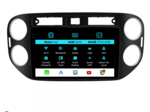 Navigation til Volkswagen Tiguan, 2011-2016, 9 tommer, 4 GB RAM, 64 GB lager, Carplay