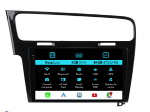 Navigation til Volkswagen Golf 7, (2013-2020), 10 tommer, 4Gb RAM, 64Gb lager, Carplay