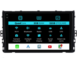 Navigation til Volkswagen T-Roc, 2017-2025, 9 tommer, 2 Gb RAM, 32 Gb lager, Carplay