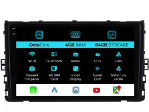Navigation til Volkswagen T-Roc (2017-2025), 9 tommer, 4 GB RAM, 64 GB lager, Carplay
