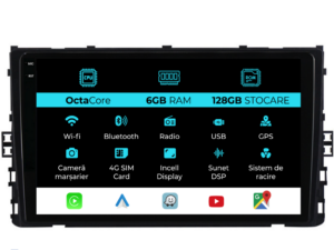 Navigation til Volkswagen T-Roc, (2017-2025), 9 tommer, 6 GB RAM, 128 GB lager, Carplay.