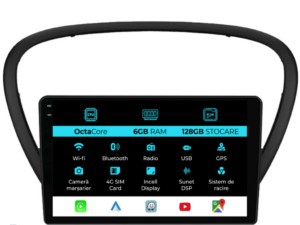 Navigation til Peugeot 607, 2004-2011, 9 tommer, 6GB RAM, 128GB lager, Carplay