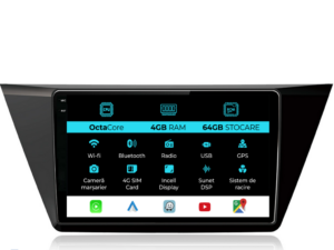 Navigation til Volkswagen Touran, 2015 - 2020, 10 Tommer, 4Gb RAM, 64Gb Lager, Carplay