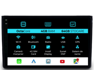 Navigation til Audi A4, (2001-2008), 9 tommer, 4Gb RAM, 64Gb lager, Carplay
