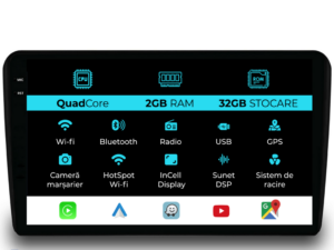 Navigation til Audi A3 8P (2003-2013), 9 tommer, 2Gb RAM, 32Gb lager, Carplay