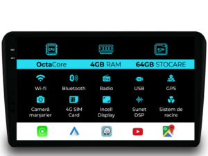 Navigation til Audi A3 8P (2003-2013), 9 tommer, 4 GB RAM, 64 GB lager, Carplay