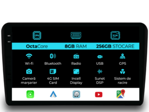 Navigation til Audi A3 8P (2003-2013), 9 tommer, 8Gb RAM, 256Gb lager, Carplay