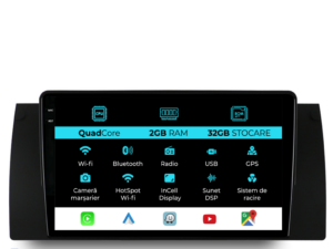 Navigation til BMW 5-serie E39, X5 E53 (1995-2003), Incell 9 tommer, 2Gb RAM, 32Gb lager, Carplay
