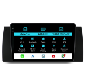 Navigation til BMW 5-serie E39, X5 E53 (1995-2003), Incell 9 tommer, 6 GB RAM, 128 GB lager, Carplay.