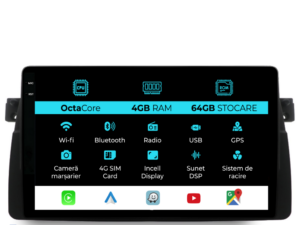 Navigation til BMW 3-serie E46 (1997-2005), 9 tommer, 4Gb RAM, 64Gb lager, Carplay