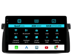 Navigation til BMW 3-serie E46 (1997-2005), 9 tommer, 2Gb RAM, 32Gb lager, Carplay
