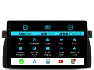 Navigation til BMW Serie 3 E46 (1997-2005), 9 Tommer, 8Gb RAM, 256Gb Lager, Carplay