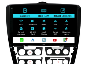 Navigation til Skoda Octavia 2, (2004-2013), 10 tommer, 8Gb RAM, 256Gb lager, Carplay