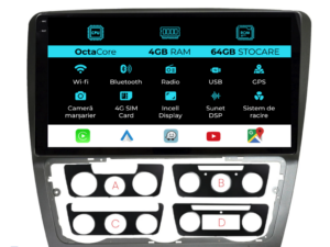 Navigation til Skoda Octavia 2, (2004-2013), 10 tommer, 4Gb RAM, 64Gb lager, Carplay