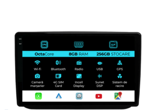 Navigation til Skoda Fabia, 2007-2014, 10 Tommer, 8GB RAM, 256GB Lager, Carplay