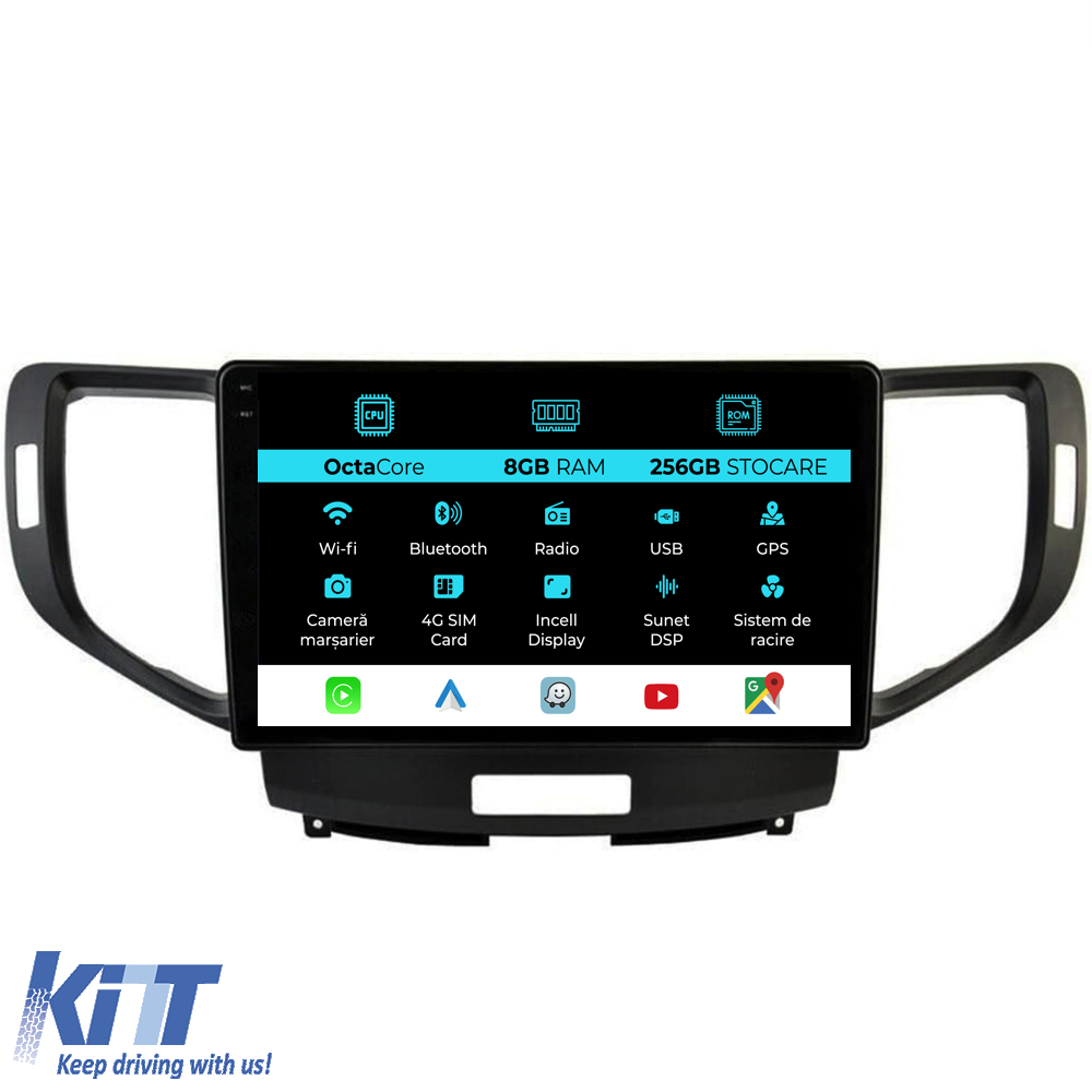 Navigation til Honda Accord, (2008-2012), Incell 9 tommer, 8GB RAM, 256GB lager, Carplay