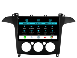 Navigation til Ford S-Max, (2006 - 2015), 9 tommer, 2Gb RAM, 32Gb lager, Carplay, manuel klimaanlæg