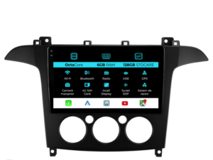 Navigation til Ford S-Max, 2006 - 2015, 9 Tommer, 6Gb RAM, 128Gb Lager, Carplay, Manuel Klimakontrol