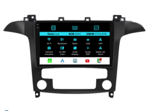 Navigation til Ford S-Max, (2006 - 2015), 9 tommer, 6 GB RAM, 128 GB lager, Carplay, automatisk klimaanlæg