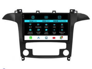 Navigation til Ford S-Max, (2006 - 2015), 9 tommer, 8GB RAM, 256GB lager, Carplay, automatisk klimaanlæg