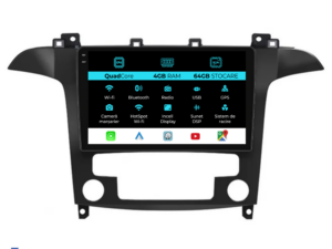 Navigation til Ford S-Max, (2006 - 2015), QuadCore, 9 Tommer, 4Gb RAM, 64Gb Lager, Carplay, Automatisk Klimakontrol