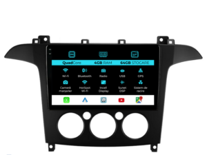 Navigation til Ford S-Max, 2006 - 2015, QuadCore, 9 Tommer, 4Gb RAM, 64Gb Lager, Carplay, Manuel Klimakontrol