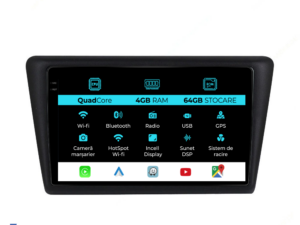 Navigation til Skoda Rapid, 2011-2019, QuadCore, 9 Tommer, 4Gb RAM, 64Gb Lager, Carplay