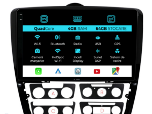 Navigation til Skoda, Octavia 2 (2004-2013), 10 tommer, Quad Core, 4Gb RAM, 64Gb lager, Carplay
