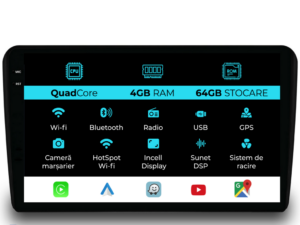 Navigation til Audi A3 8P (2003-2013), QuadCore, 9 tommer, 4GB RAM, 64GB lager, Carplay
