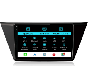 Navigation til Volkswagen Touran, 2015 - 2020, QuadCore, 10 tommer, 4Gb RAM, 64Gb lager, Carplay
