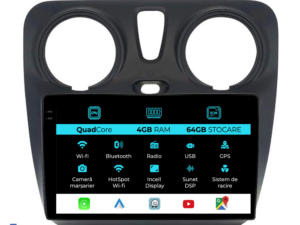Navigation til Dacia Dokker, Lodgy (2012-2020), QuadCore, 9 tommer, 4 GB RAM, 64 GB lager, Carplay