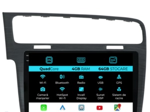 Navigation til Volkswagen Golf 7 (2013-2020), QuadCore, 10 tommer, 4Gb RAM, 64Gb lager, Carplay