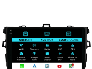 Navigation til Toyota Corolla, 2006-2013, QuadCore, 9 Tommer, 4Gb RAM, 64Gb Lager, Carplay