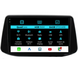 Navigation til Hyundai I30, 2017-2022, QuadCore, 9 tommer, 4Gb RAM, 64Gb lager, Carplay