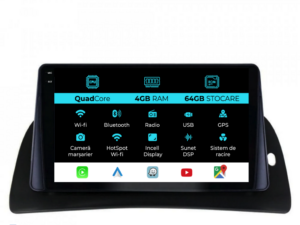 Navigation til Renault Kangoo, 2015-2020, QuadCore, 9 tommer, 4GB RAM, 64GB lager, Carplay.