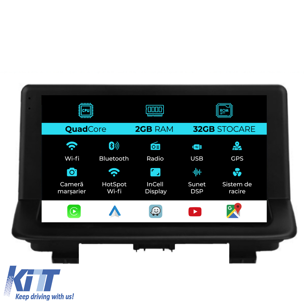 Navigation til Audi Q3, 2011-2018, 9 tommer, 2Gb RAM, 32Gb lager, Carplay